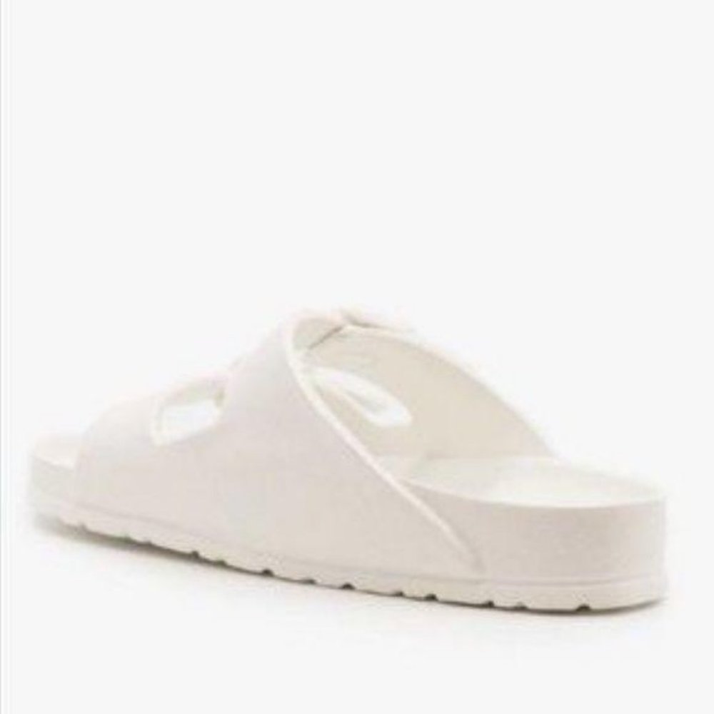!! RESTOCKED !! Foam Double Buckle Sandals – White - Picture 3 of 6